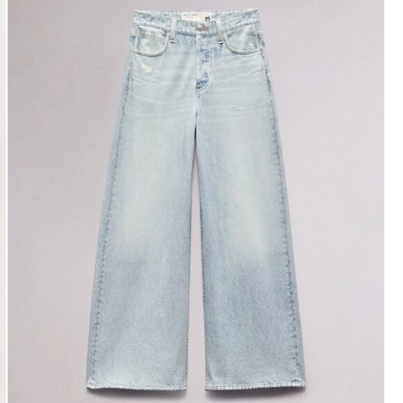 rag & bone Miramar Sofie Wide Leg Ankle Length Sweatpants Faux Jeans Terry 29 - Picture 1 of 9